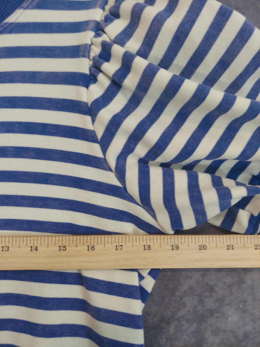 Jodifl Blue & White Striped Puff Sleeve Cotton Blend Top Women's Small - Picture 4 of 7